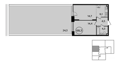 2 room apartment in Kommunarka, Russia