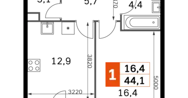 Apartamento 1 habitación en Moscú, Rusia