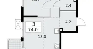 Apartamento 3 habitaciones en Krasnoye Selo, Rusia