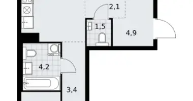 Wohnung 2 zimmer in Kommunarka, Russland