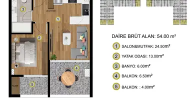 Apartamento 2 habitaciones en Elvanli, Turquía