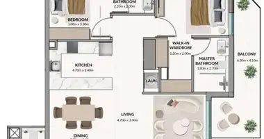 Mieszkanie 2 pokoi w Dubaj, Emiraty Arabskie