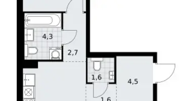 Квартира 2 комнаты в район Троицк, Россия