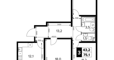 Wohnung 3 zimmer in Leninsky District, Russland