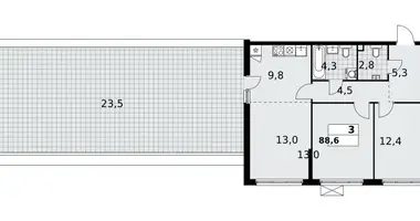 3 room apartment in Kommunarka, Russia