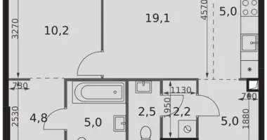 2 room apartment in Moscow, Russia
