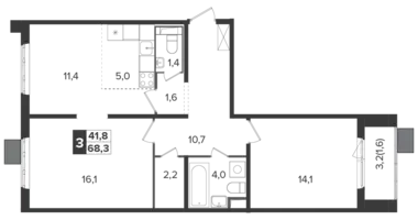 Wohnung 3 zimmer in Leninsky District, Russland