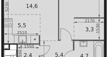 Apartamento 2 habitaciones en Moscú, Rusia