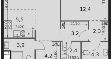 2 room apartment in Moscow, Russia