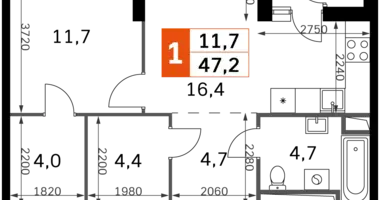 Квартира 1 комната в Москва, Россия