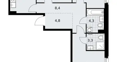 Apartamento 3 habitaciones en Kommunarka, Rusia