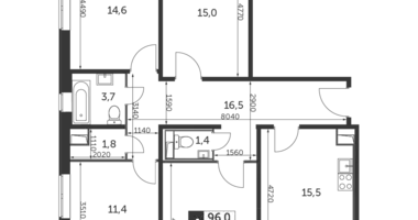 Apartamento 4 habitaciones en Liúbertsy, Rusia