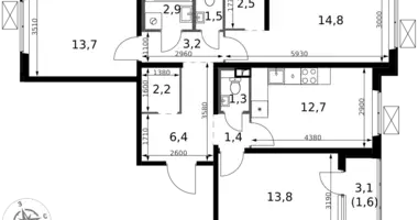 3 room apartment in Leninsky District, Russia