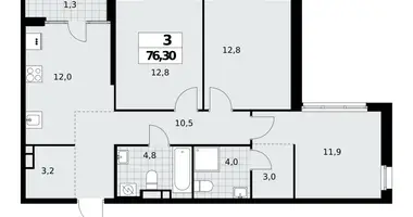 Apartamento 3 habitaciones en Moscú, Rusia