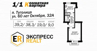 Квартира 1 комната в Туголица, Беларусь