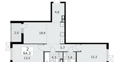 Apartamento 2 habitaciones en Krasnoye Selo, Rusia