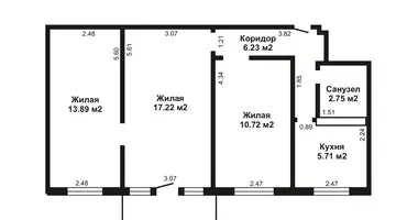 Wohnung 3 zimmer in Homel, Belarus