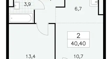 2 room apartment in Moscow, Russia
