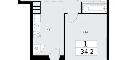 Apartamento 1 habitación en Vnukovo, Rusia