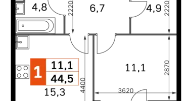 Mieszkanie 1 pokój w Moskwa, Rosja