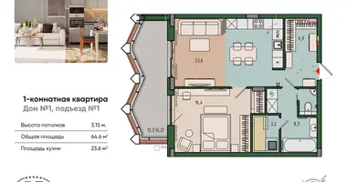 Wohnung 1 zimmer in Kaliningrad, Russland