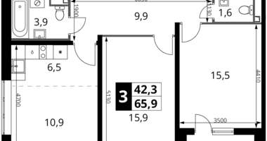 3 room apartment in Sapronovo, Russia