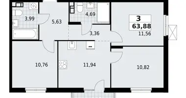 3 room apartment in Lagolovskoe selskoe poselenie, Russia