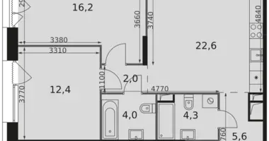 2 room apartment in Moscow, Russia