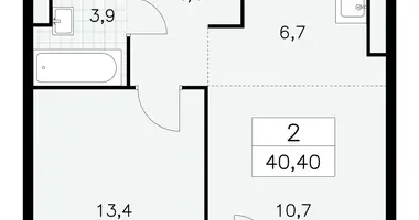 2 room apartment in Moscow, Russia