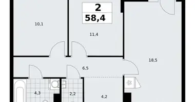 Apartamento 2 habitaciones en Troitsk, Rusia