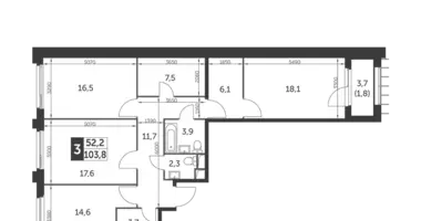 Wohnung 3 zimmer in Moskau, Russland