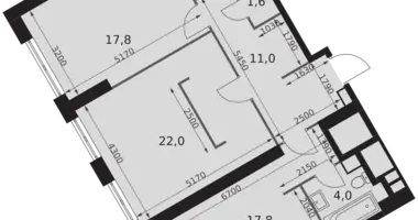 3 room apartment in Moscow, Russia