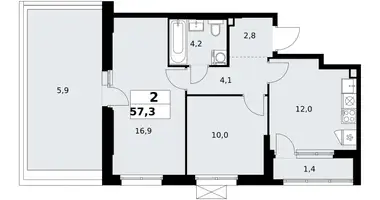 Квартира 2 комнаты в район Коммунарка, Россия