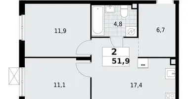 Apartamento 2 habitaciones en Vsevolozhsk, Rusia