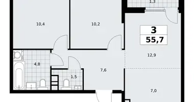 3 room apartment in Moscow, Russia