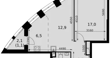 Wohnung 1 zimmer in Moskau, Russland