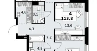Wohnung 4 zimmer in Kommunarka, Russland