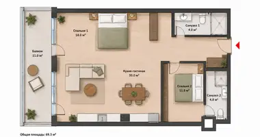 2 bedroom apartment in Batumi, Georgia