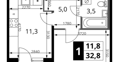 1 room apartment in Khimki, Russia
