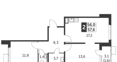 Mieszkanie 2 pokoi w Leninsky District, Rosja