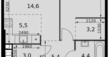 Apartamento 2 habitaciones en Moscú, Rusia