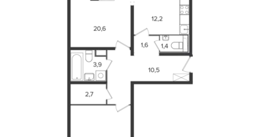 2 room apartment in Leninsky District, Russia