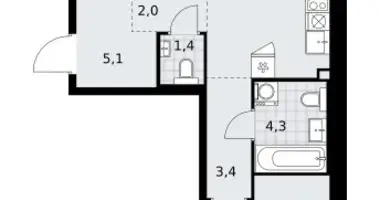 Квартира 2 комнаты в район Троицк, Россия