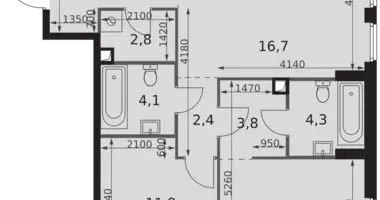 Apartamento 3 habitaciones en Moscú, Rusia