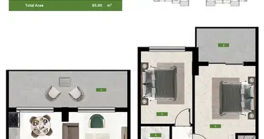 2 room apartment in Oba, Turkey