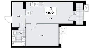 Квартира 1 комната в район Троицк, Россия