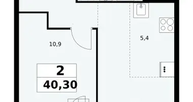 2 room apartment in Moscow, Russia