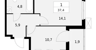 Apartamento 1 habitación en Krasnoye Selo, Rusia