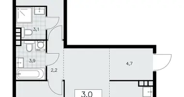 Квартира 3 комнаты в район Коммунарка, Россия