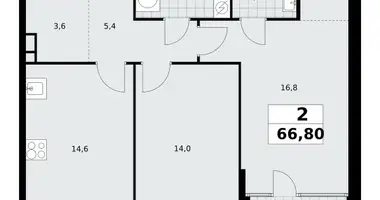 Wohnung 2 zimmer in Moskau, Russland